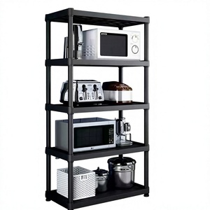 Household Foldable Plastic Multi-tier <strong>Storage</strong> Rack <strong>Kitchen</strong> Shelving <strong>Unit</strong> Floor-standing Multipurpose Organizer Pot Rack Living - Product Image 1