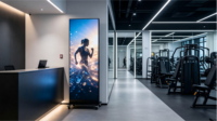 Écran LED pliable P1.25 pour intérieur, support vertical sur pied, structure compacte pliable pour la publicité portable et les salons professionnels