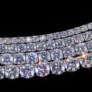 Collar de tenis de moissanita con cadena de eslabones geométricos engastados en bisel, estilo hip-hop, chapado en oro de 18 quilates sobre plata de ley, personalizable, de lujo - Product Image 5