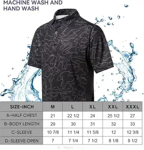 Vente en gros de tissu polyester élasthanne en coton impression de logo personnalisé t-shirt polo de golf slim fit à séchage rapide extensible dans les 4 sens pour hommes