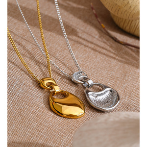 Collana con pendente JINYOU 2062 minimalista in acciaio inossidabile placcato oro, catena lunga, gioiello moderno e di tendenza. - Product Image 4