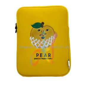 Embroidery Series Custom Cartoon Pear Design Neoprene Laptop Case with Shockproof Padding Pouch for Ultimate Computer Protection