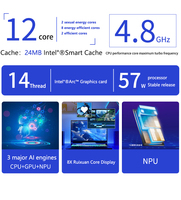 Ordinateur AI I5-14e génération Ultra5-125H Mini PC 8 Go/512 Go SSD Compact Win 11 Pro pour le bureau, les jeux et le home cinéma