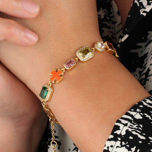 Cadena DE TENIS cruzada de piedras preciosas mixtas Vintage, chapado en oro de 18 quilates, joyería multicolor Vintage, collar de gemas esmaltadas 5A CZ para mujeres y hombres - Product Image 5