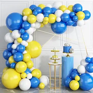 Blu bianco giallo palloncino ghirlanda Set compleanno bambino battesimo anniversario Picnic decorazione festa arco palloncino