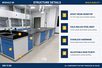 Banc de travail de laboratoire contemporain tout acier avec 2 tiroirs, surface époxy, armoires de rangement pour produits chimiques pour hôpitaux et entrepôts