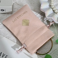 Pochette en microfibre personnalisée avec cordon de serrage, petite pochette de luxe pour boucles d'oreilles, bagues, colliers, rouges à lèvres, parfums, bijoux