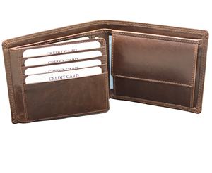 Tarjetero de cuero genuino para hombre, cartera masculina de gran capacidad con bolsillo para monedas, identificación y tarjetas de crédito, con tres pliegues - Product Image 5