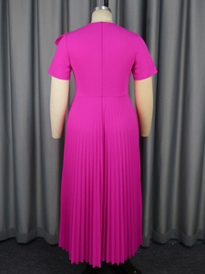 Của phụ nữ giản dị 3D mô hình Xếp Li <span class=keywords><strong>Maxi</strong></span> Dress các loại 2XL mùa xuân mùa hè mùa thu dệt không đối xứng chắp vá Ngắn Tay Áo dây kéo - Product Image 4