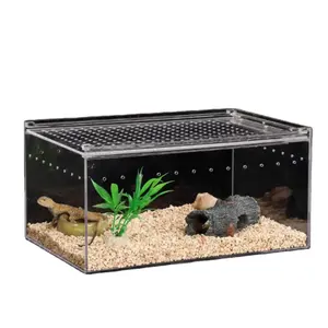 Tùy chỉnh thiết kế Acrylic bò sát ăn hộp chăn nuôi Lồng cho rắn thằn lằn và Tarantula thủ môn