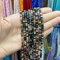 Perles d'espacement plates en tourmaline naturelle 2x4mm, modèle Tactful 0278, 15 pouces, pour bijoux DIY (boucles d'oreilles, bracelets, colliers)