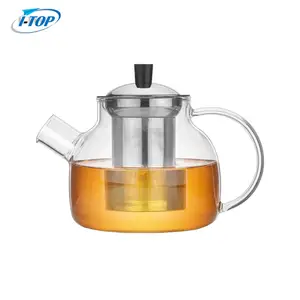 Manufacturer Customization Borosilicate Glass Teapot With Removable Infuser Stovetop Safe Tea Kettle Blooming Loose Leaf Tea