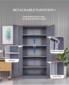 Mỏng Ngắn 5 Ngăn Kéo Có Thể Khóa Tủ Lưu Trữ Với Cửa Nội Thất Văn Phòng Có Thể Điều Chỉnh Kệ Thép Tập Tin Tủ - Product Image 2