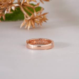 Elegante Anillo de Diamantes de Doble Hilera en Oro Rosa para Mujer, Regalo de Boda, Compromiso, Aniversario, Joyería Fina de Lujo - Product Image 5