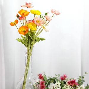 Fleurs de pavot artificielles en gros, haute simulation, toucher réel, 4 têtes, tige de fleur rose hydratante pour décoration de mariage et de maison - Product Image 3