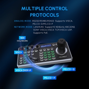 คอนโทรลเลอร์กล้อง FEELWORLD KBC20N PTZ จอยสติ๊กควบคุมแบบหลายโ<span class=keywords><strong>ป</strong></span>รโตคอล คีย์บอร์ดควบคุม รองรับ PoE ตัวควบคุมทำจากโลหะ ทนทาน เหมาะสำหรับการถ่ายทอดสด - Product Image 3