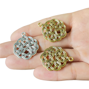 Conector de Joyería para Collar DIY, Estilo Étnico Chino, Nudo Chino, Plata <span class=keywords><strong>Antigua</strong></span> y Oro - Product Image 1