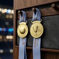 Médaille sportive en métal personnalisée avec logo OEM d'usine, design en relief, ruban de sublimation personnalisé, football pour événements et compétitions