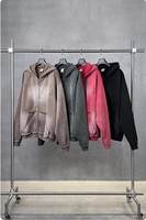 Sweat à capuche personnalisé à double fermeture éclair, poids lourd, noir, vintage, délavé, streetwear, lavage à l'acide, 400GSM, sweat à capuche vierge pour hommes