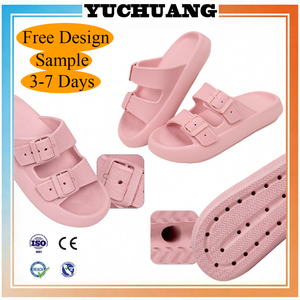 Sandalias Tipo Chancleta de Verano a la Moda con Suela Gruesa Sensación Cómoda Eva, Zapatillas y Sandalias de Hebilla para Mujer para Interior y Exterior - Product Image 1