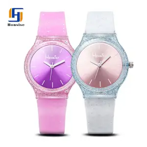 Gelang jam tangan silikon kustom produk Tiongkok jam tangan kuarsa mudah dibaca waktu jam tangan jepret