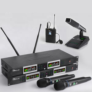 Microphone sans fil professionnel 2 canaux micro de bureau UHF pour réunion, discours d'église - Product Image 2