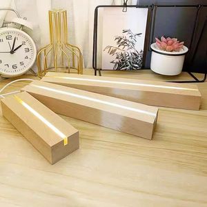 Nhà máy tùy chỉnh <span class=keywords><strong>LED</strong></span> ánh sáng ban đêm gỗ sồi phòng ngủ trang trí chiếu sáng hình vuông sạc Craft Plug-in pin - Product Image 2