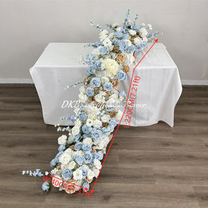DKB Camino de Flores Artificiales Hechas a Mano, Color Blanco y Azul, para Decoración de Pasillos de Boda, Decoración para el Día de la Madre - Product Image 2