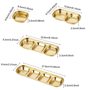 Piattini per Salse Coreane in Acciaio Inox, Contenitori Compartimentati per BBQ e Hot Pot, Ideali per Ristoranti e Buffet - Product Image 2
