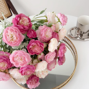 Fleurs de pivoine artificielles 60 cm en soie, décoration de mariage, rose, blanc, vert, papillon du lac de l'Ouest, accessoires de photographie en extérieur - Product Image 1