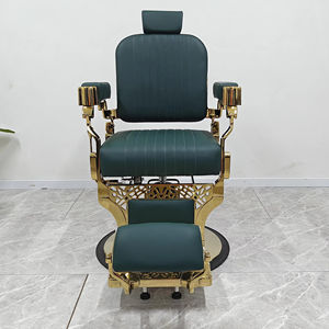 Sillón de Barbería de Lujo Reclinable, Muebles para Salón de Belleza, Marco de Aluminio Dorado, Ajustable Hidráulicamente, Giratorio 360 Grados - Product Image 3