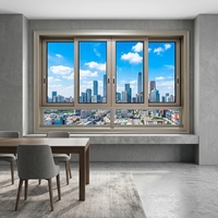 Ventanas Corredizas Modernas de Aluminio con Vidrio Templado de 5 mm, Insonorizadas y Resistentes al Viento, Aleación de Aluminio 6063 T5 para Uso Comercial en Salas de Estar