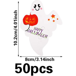 Étiquettes en papier fantôme d'Halloween avec supports pour sucettes en forme de citrouille, décorations de fête réutilisables pour enfants, fournitures de bricolage pour la maison - Product Image 3