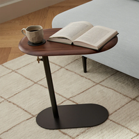 Table d'appoint réglable en hauteur en noyer noir, style moderne minimaliste en forme de C, pour salon et canapé