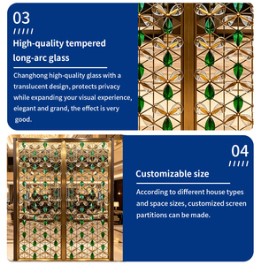 Paravent de haute qualité en acier inoxydable avec cadre doré et cristaux émeraude, séparation géométrique qui rehausse le glamour des halls <span class=keywords><strong>d</strong></span>'hôtels de luxe - Product Image 2