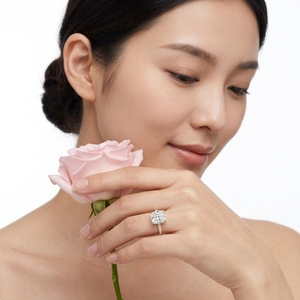 Bague de fiançailles en moissanite taille coussin, argent 925, alliance de mariage de luxe - Product Image 2