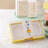 Boîte de papier rectangulaire Cookie Mochi Donut de qualité alimentaire avec couvercle transparent en PET Boîtes à dessert avec 2 compartiments