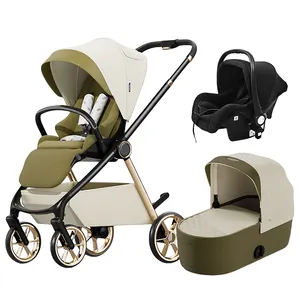 Nouveau design de landau de luxe en hauteur pour bébé Landau de fabricant OEM Poussette Carrinho De Beb 3 en 1 Poussette pour bébé