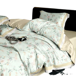 <span class=keywords><strong>Set</strong></span> Sprei Kasur Double Tiga Potong Bahan Katun 100% Digital Mewah, Sarung Kasur Lebar, Lembut, Ramah Kulit - Product Image 4