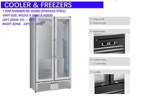 Réfrigérateur-Présentoir à Boissons CICO ; Réfrigérateur-Congélateur Combiné à Portes Françaises Multi-Produits Réfrigérants SD-820BS - Product Image 5