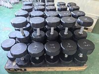 Set Dumbbell Baja SP Sporting Commercial CPU Sepuluh Sudut dengan Logo Kustom - Dumbbell Kepala Sepuluh Dua Segi Hitam untuk Peralatan Kebugaran Gym