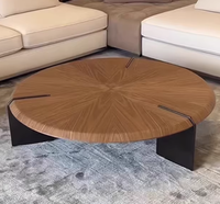 Table basse en bois massif avec bordure en écorce d'arbre, style moderne, pour salon, OE HOME