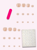 24 faux ongles d'orteils blancs en ABS, prêts à poser, à couverture complète, de style français