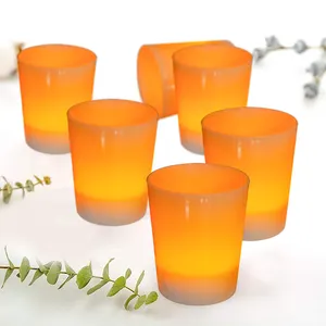 Simple LED White Shell Cup Shape Yellow Twinkling Tea Light For Party Decoration