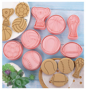Ensemble de moules à biscuits en plastique pour le sport, <span class=keywords><strong>emporte</strong></span>-pièces en forme de ballons de sport, football, tennis, volley-ball, embosseur de biscuits - Product Image 2