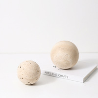 Stonekocc D4cm - D30cm Marbre Naturel Jaune Travertin Pierre Boule Ronde Beige Travertin avec Différents Diamètres Décor À La Maison