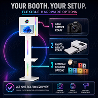 Photomaton carré DSLR avec écran tactile 15,6 pouces, impression instantanée, GIF Boomerang, lumière RVB pour mariages, fêtes, événements, location