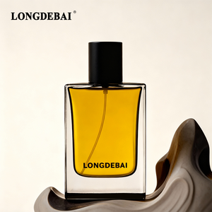 High End Custom clear 50ml 100ml Square Empty Crimp Pump Sprayer Perfume Polished Glass <b>Bottle</b> with Lid - Product Image 2