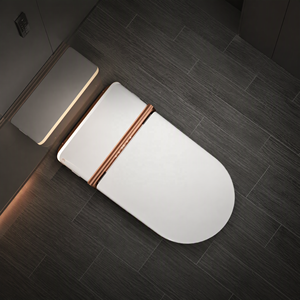 WC intelligent <span class=keywords><strong>de</strong></span> luxe en or <span class=keywords><strong>rose</strong></span> avec chasse automatique et capteur au pied, monobloc moderne pour villas et hôtels - Product Image 5