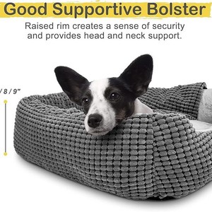 เตียงแมวหรูหรา ป้องกันความวิตกกังวล รูปทรงสี่เหลี่ยมผืนผ้า พร้อมผ้าห่มคลุมแบบมีฮู้ด สำหรับลูกสุนัข - Product Image 2